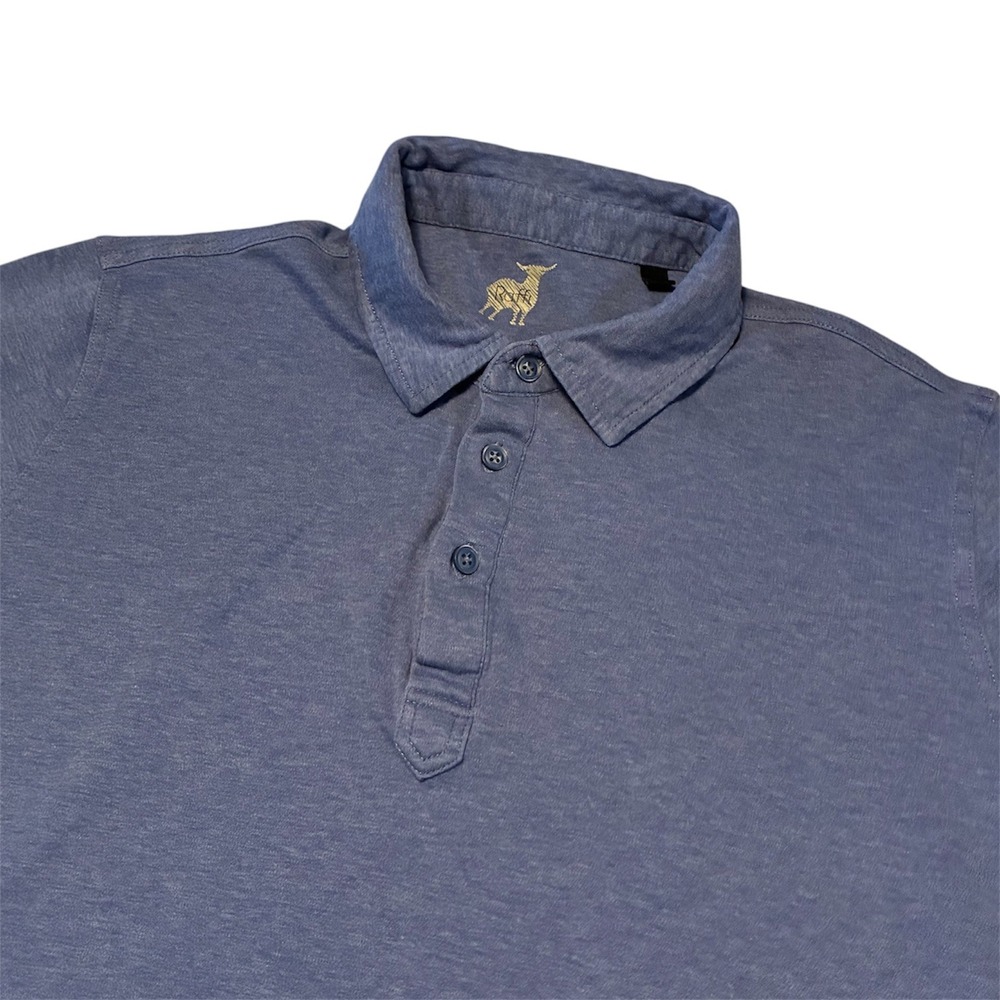 Raffi Mens Blue Polo Shirt Short Sleeve Heathered Casual Large